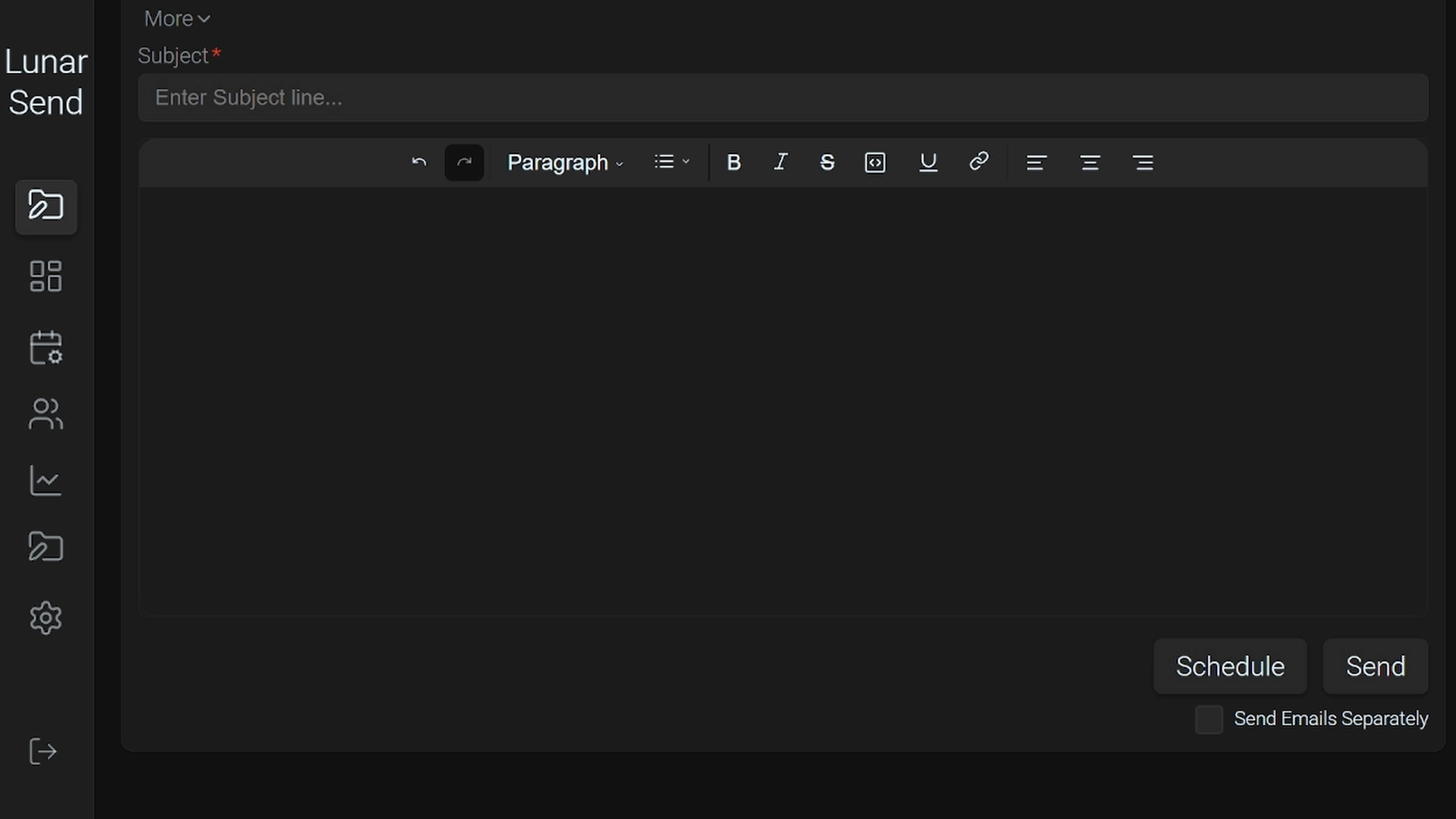 Lunar Send Contact Dashboard example