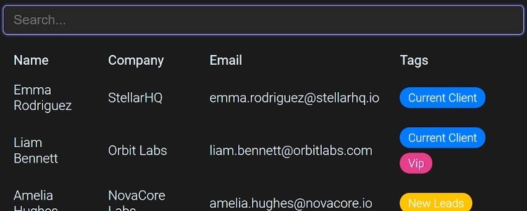 Lunar send Contact Searching displayed