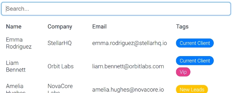 Lunar send Contact Searching displayed